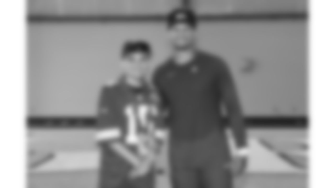 Make-a-Wish kids meet Kansas City Chiefs quarterback Patrick Mahomes (15) at Kansas City Chiefs Training Camp in St. Joseph, MO on Monday, August 7, 2023.
