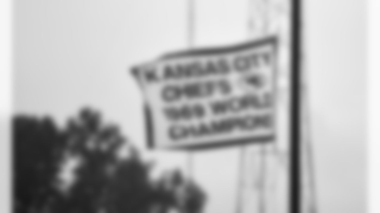 Chiefs 1969 World Champions flag during Season Ticket Member Day at training camp practice at Arrowhead Stadium on August 29, 2020.