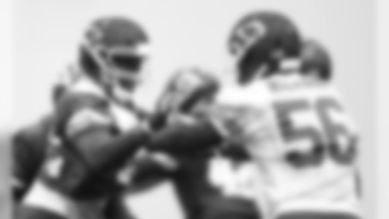 The Kansas City Chiefs practice in preparation for Sunday's AFC Championship game against the Tennessee Titans.