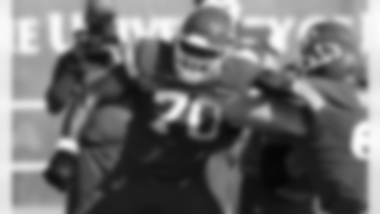 Kansas City Chiefs guard Kelechi Osemele (70) during practice on Saturday at The University Of Kansas Training Facility on August 21, 2020.