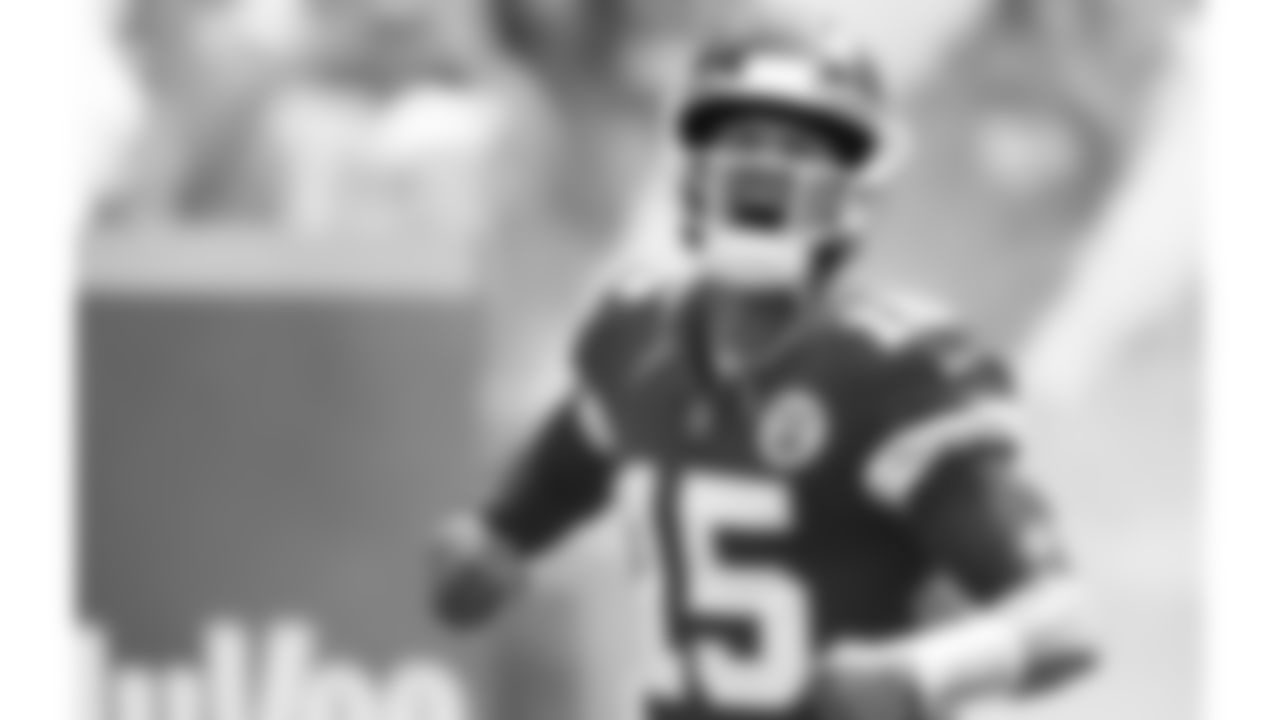 Kansas City Chiefs quarterback Patrick Mahomes (15) during player introductions prior to an NFL football game against the Cleveland Browns, Sunday, September 12, 2021 in Kansas City.