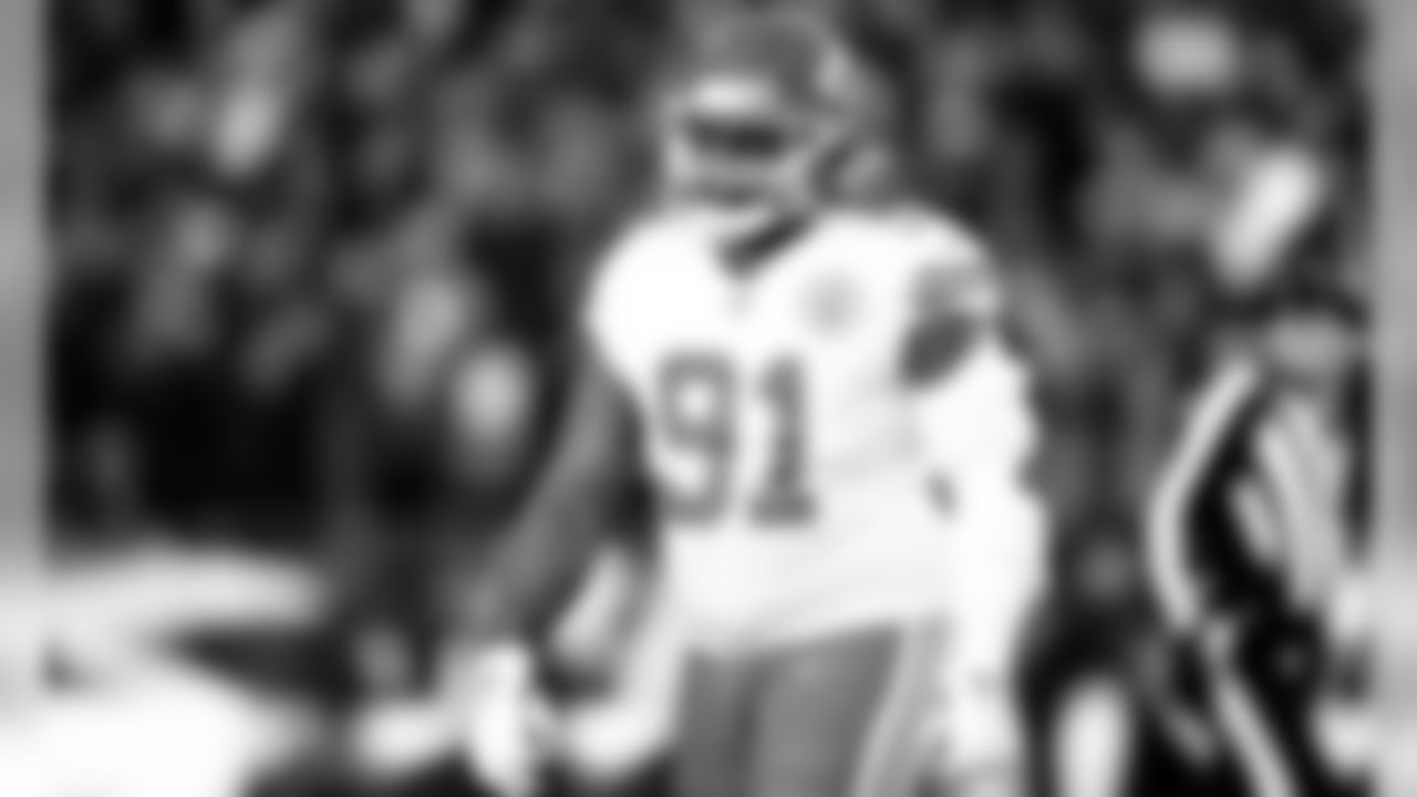 Kansas City Chiefs Defensive Tackle Derrick Nnadi (91) during the game between the Kansas City Chiefs and the New England Patriots on December 8, 2019.
