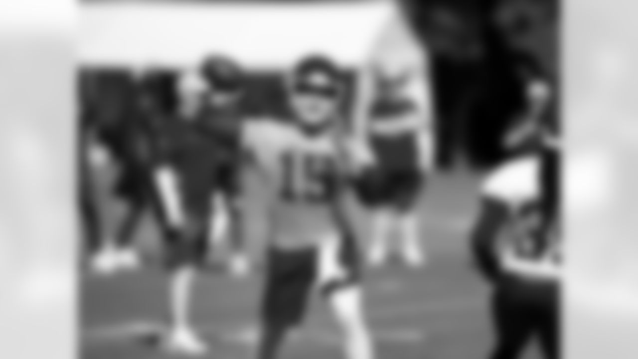 Kansas City Chiefs quarterback Patrick Mahomes (15) during practice on 7/24/18 at Chiefs Training Camp at Missouri Western State University in St. Joseph, Missouri.