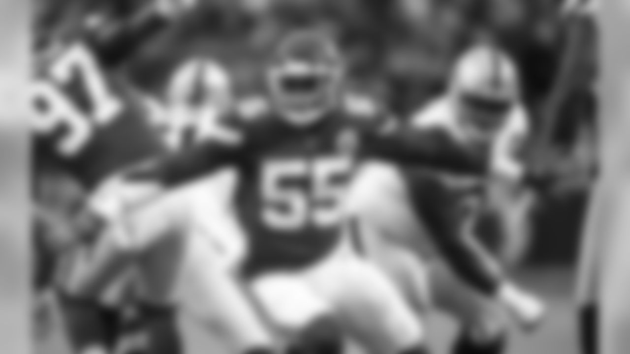Kansas City Chiefs Defensive End Frank Clark (55) during the NFL football game between the Kansas City Chiefs and the Oakland Raiders at Arrowhead Stadium on December 1, 2019