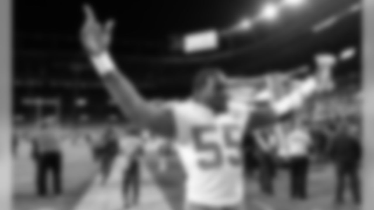 Kansas City Chiefs Defensive End Frank Clark (55) after the game between the game between the Kansas City Chiefs and the Denver Broncos on October 17, 2019 at Empower Field at Mile High.