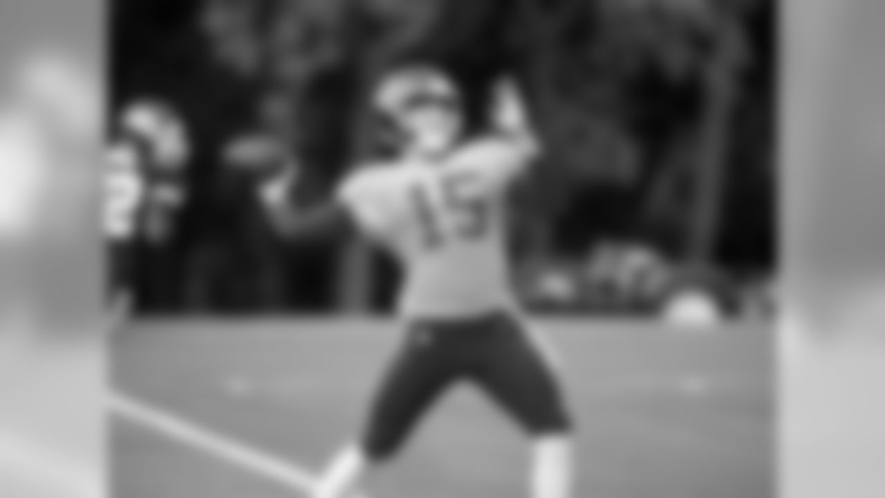 Kansas City Chiefs quarterback Patrick Mahomes (15) during practice on 7/29/18 at Chiefs Training Camp at Missouri Western State University in St. Joseph, Missouri.
