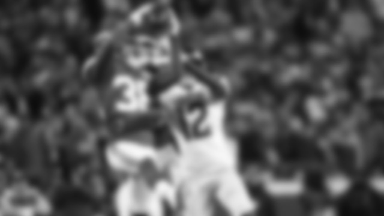 Kansas City Chiefs safety L'Jarius Sneed (38) intercepts a pass during an NFL Football game against the Los Angeles Rams, Sunday Nov 27, 2022 in Kansas City MO.