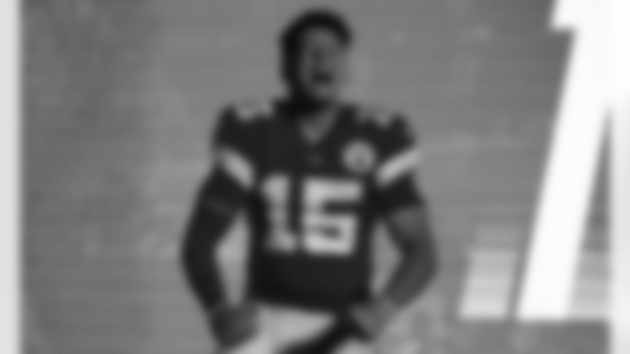 Kansas City Chiefs quarterback Patrick Mahomes (15) during the Kansas City Chiefs Media Production Day 2021.