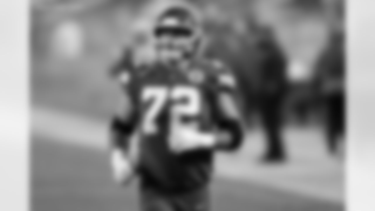 Kansas City Chiefs offensive tackle Eric Fisher (72) takes the field prior to an NFL football game against the Denver Broncos, Sunday, Dec. 6, 2020, in Kansas City, MO. The Chiefs won 22-16. (Aaron Doster via AP)
