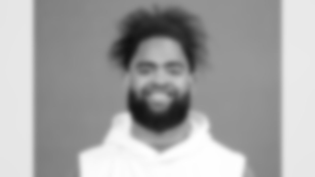 Washington offensive lineman Henry Bainivalu poses for a portrait at the NFL football Combine on Thursday, March 2, 2023 in Indianapolis. (AJ Mast/AP Images for the NFL)