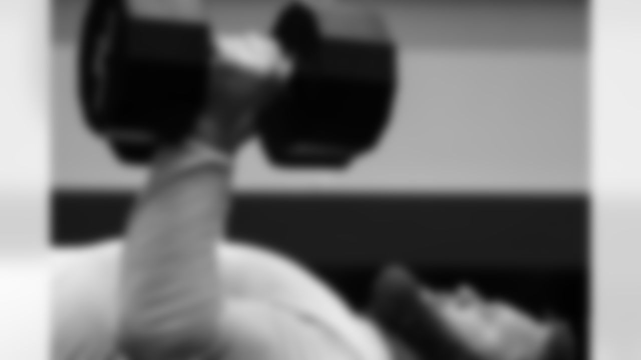 72 T/G Braden Smith,
Players train in the weight room during Phase III of offseason workouts.