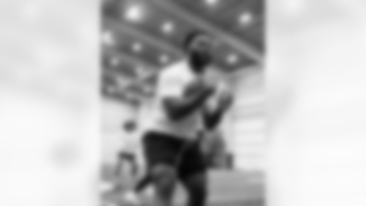 Players workout during Phase I of offseason workouts.
21 WR Zack Moss,