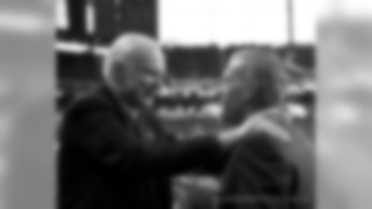 This shot is of ex-mayor Bill Hudnut and my dad, Jim Irsay, sharing a few words before our game against Houston. This is a perfect example of how photographs truly can tell a story.