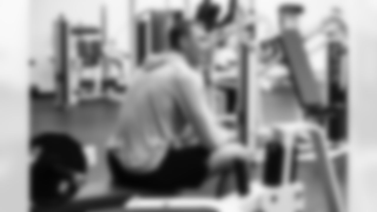 14 WR Alec Pierce,
Players train in the weight room during Phase III of offseason workouts.