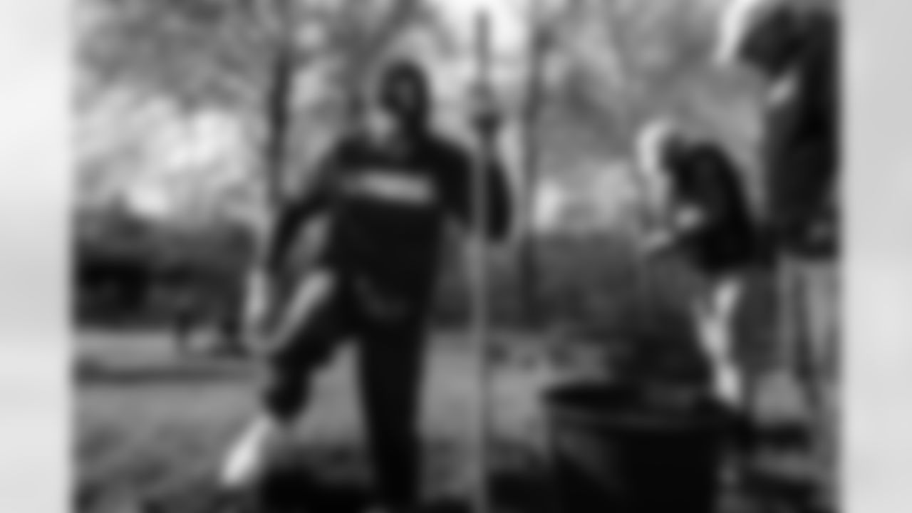 The Indianapolis Colts activated its new Touchdown for Trees program by joining volunteers from Coke Consolidated, Meijer and Keep Indianapolis Beautiful to plant more than 100 trees along the Fall Creek Greenway on the city's northeast side.