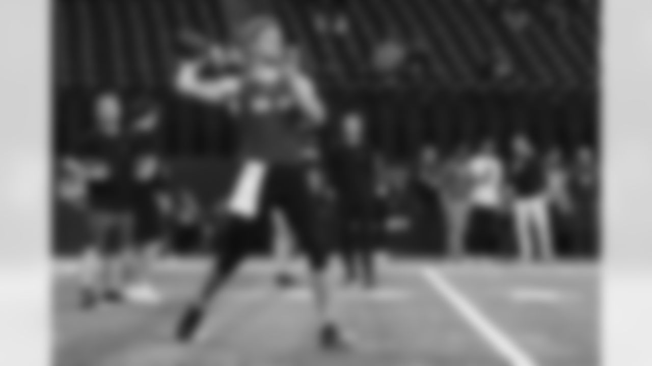 Kentucky quarterback Will Levis throws a pass during the 2023 Scouting Combine on Saturday, March 4, 2023 in Indianapolis, Indiana. (Kara Durrette/NFL)