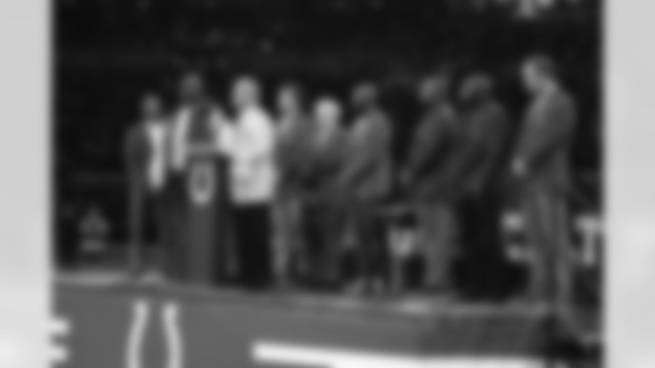 Bill Brooks, Tarik Glenn, James Irsay Owner and CEO, Jeff Saturday, Bill Polian, Reggie Wayne, Dwight Freeney, Robert Mathis, Peyton Manning