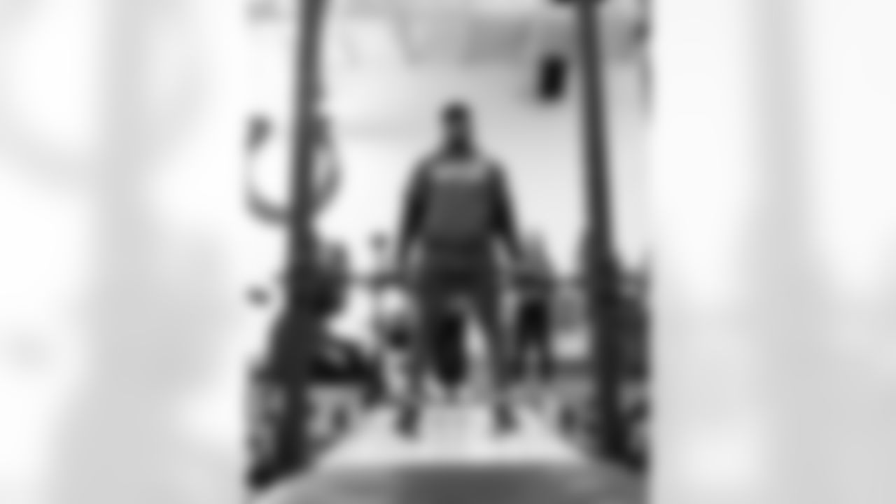 Players workout in the weight room on the first day back from the off-season.
94 DT/DE Tyquan Lewis,
