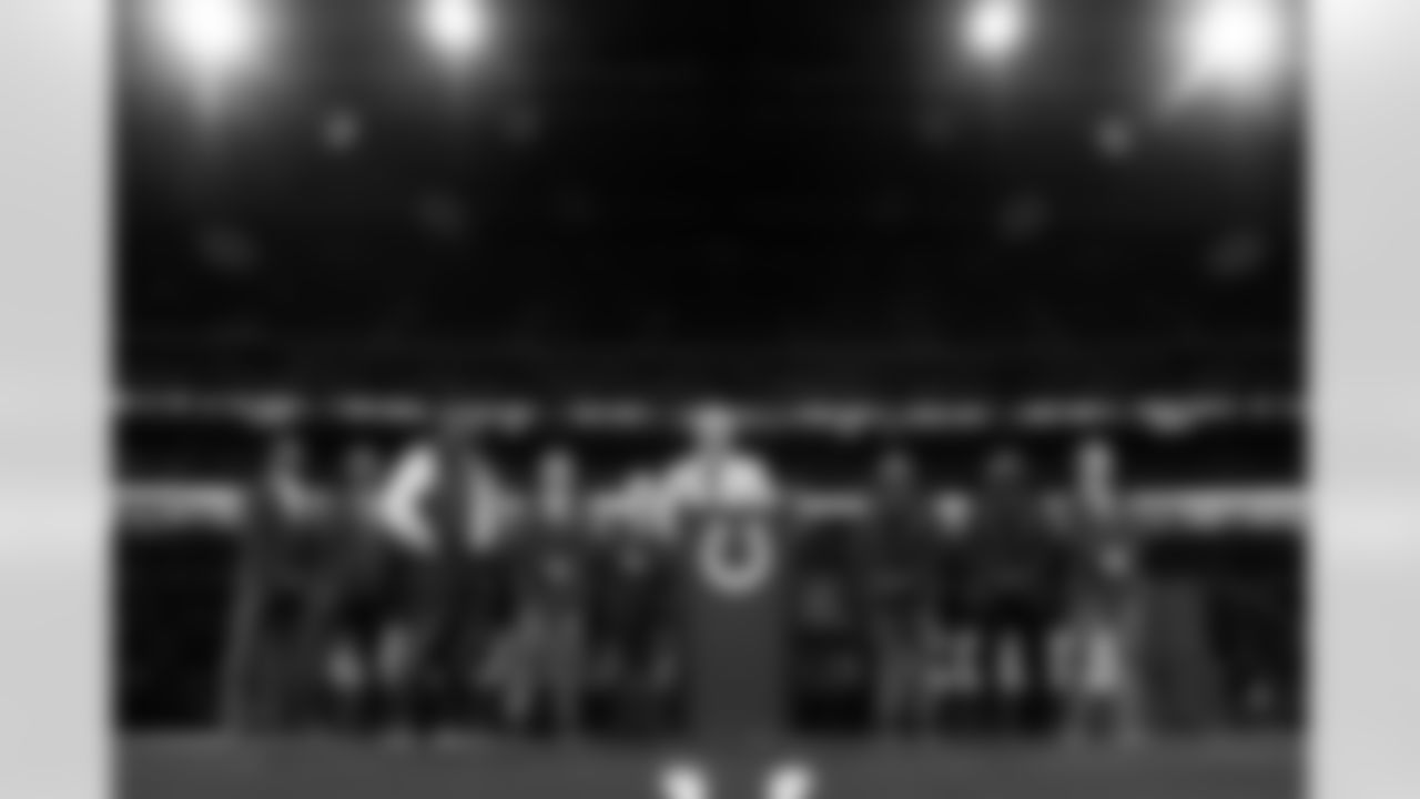 Robert Mathis, Marvin Harrison, Bill Polian, Tarik Glenn, Jeff Saturday, Bill Brooks, Dwight Freeney, Peyton Manning, Ring of Honor, James Irsay Owner and CEO,
