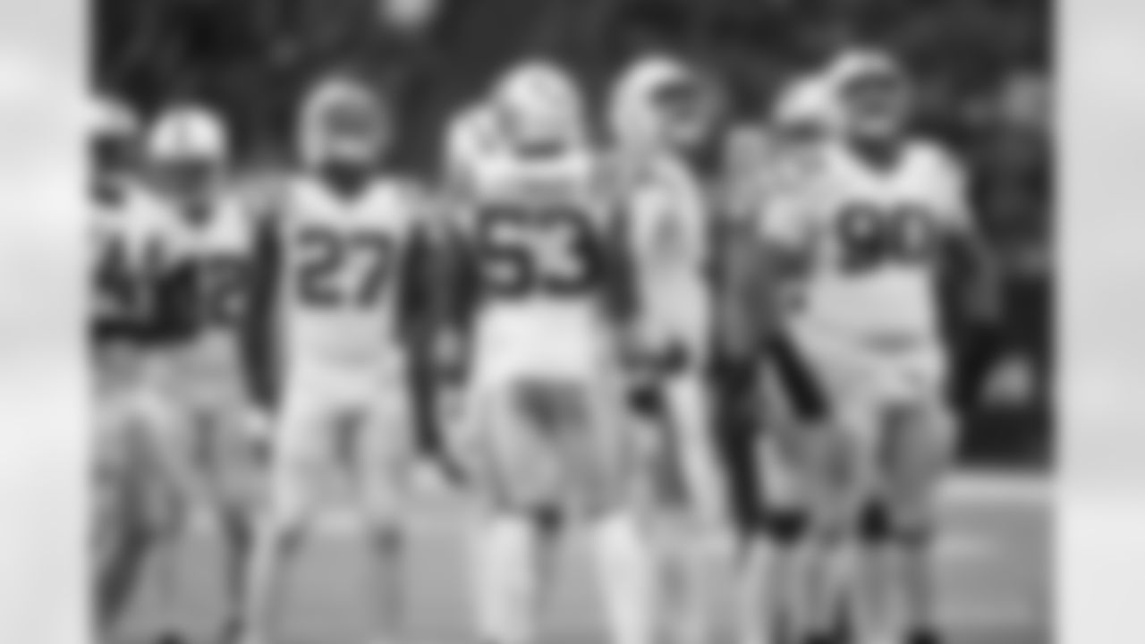27 CB Xavier Rhodes, #53 LB Darius Leonard, #91 DE Isaac Rochell, #90 DT Grover Stewart, #44 LB Zaire Franklin, #42 DB Andrew Sendejo