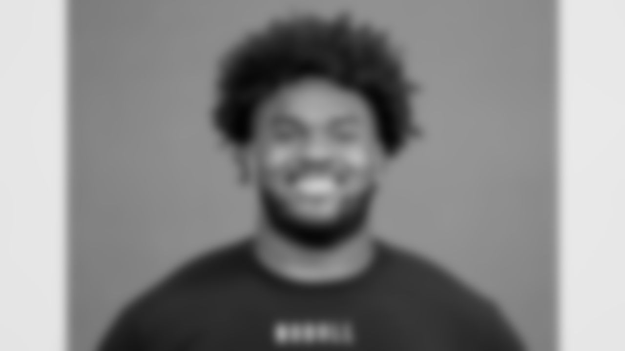 Ohio State offensive lineman Paris Johnson Jr. poses for a portrait at the NFL football Combine on Thursday, March 2, 2023 in Indianapolis. (AJ Mast/AP Images for the NFL)