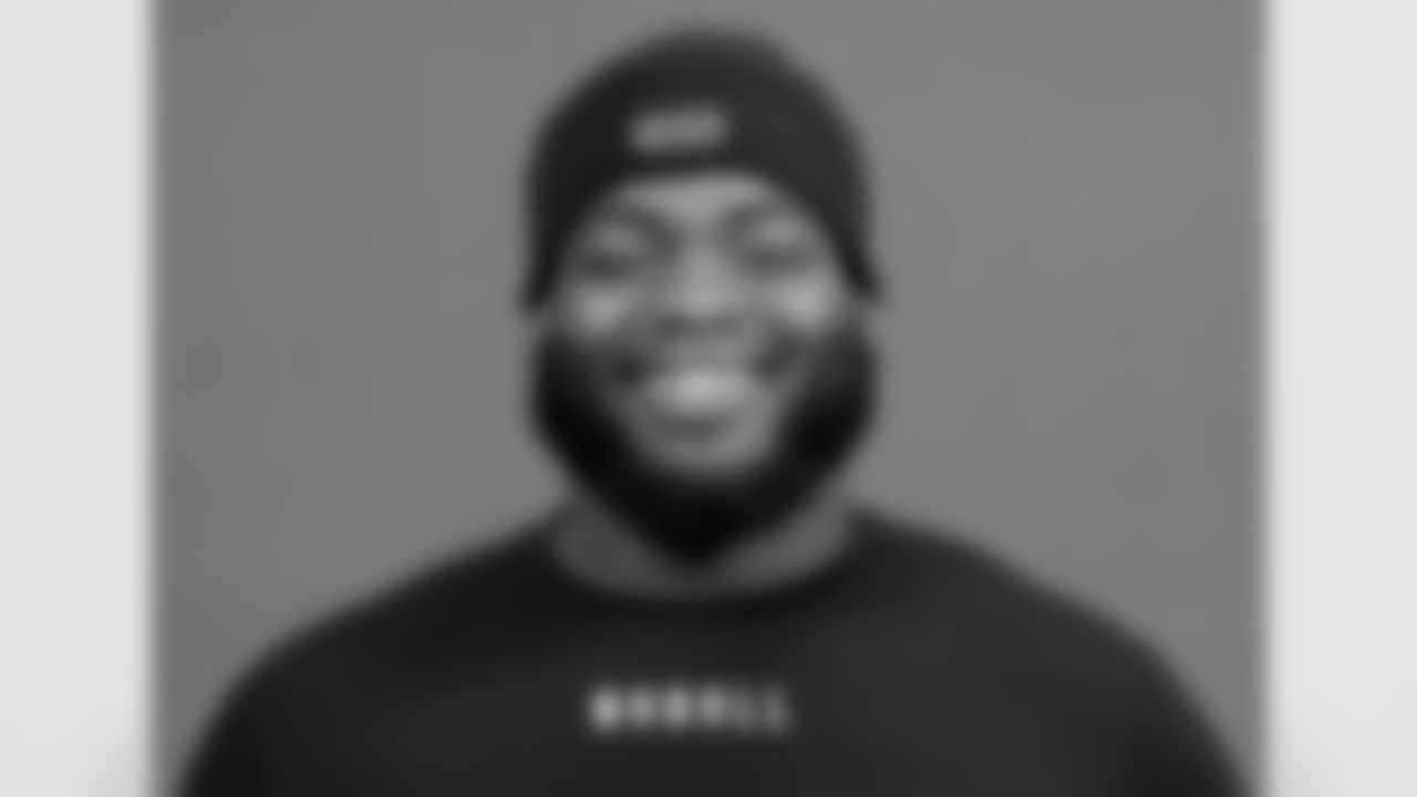 LSU offensive lineman Anthony Bradford poses for a portrait at the NFL football Combine on Thursday, March 2, 2023 in Indianapolis. (AJ Mast/AP Images for the NFL)