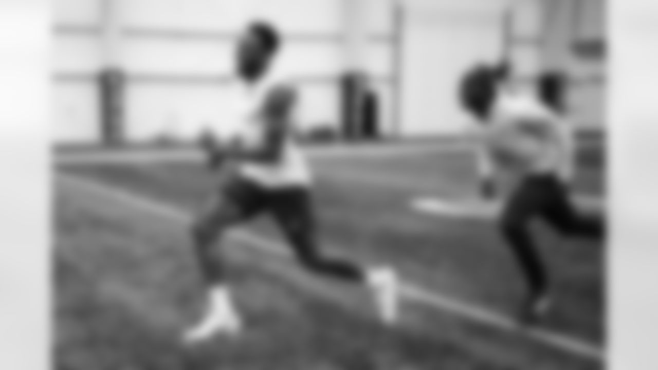 Players workout during Phase I of offseason workouts.
34 CB Isaiah Rodgers Sr., #38 CB Tony Brown,