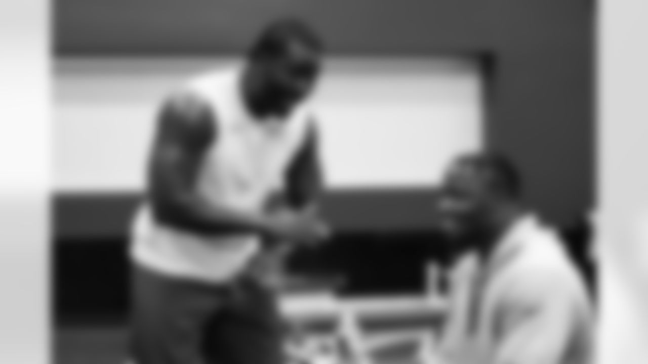 93 DT Eric Johnson, 52 LB Samson Ebukam,
Players train in the weight room during Phase III of offseason workouts.