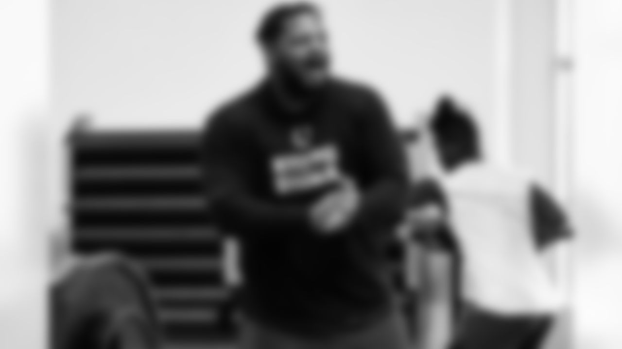 90 DT Grover Stewart,
Players train in the weight room during Phase III of offseason workouts.