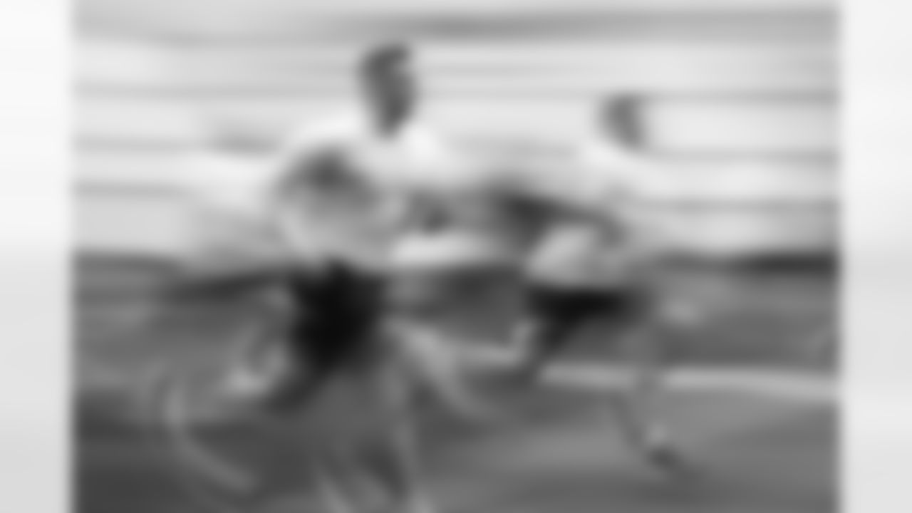 Players workout in the weight room on the first day back from the off-season.
79 T Bernhard Raimann,