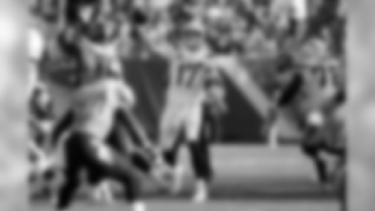 Los Angeles Chargers quarterback Philip Rivers (17) passes against the Tennessee Titans in the first half of an NFL football game Sunday, Oct. 20, 2019, in Nashville, Tenn. (AP Photo/James Kenney)