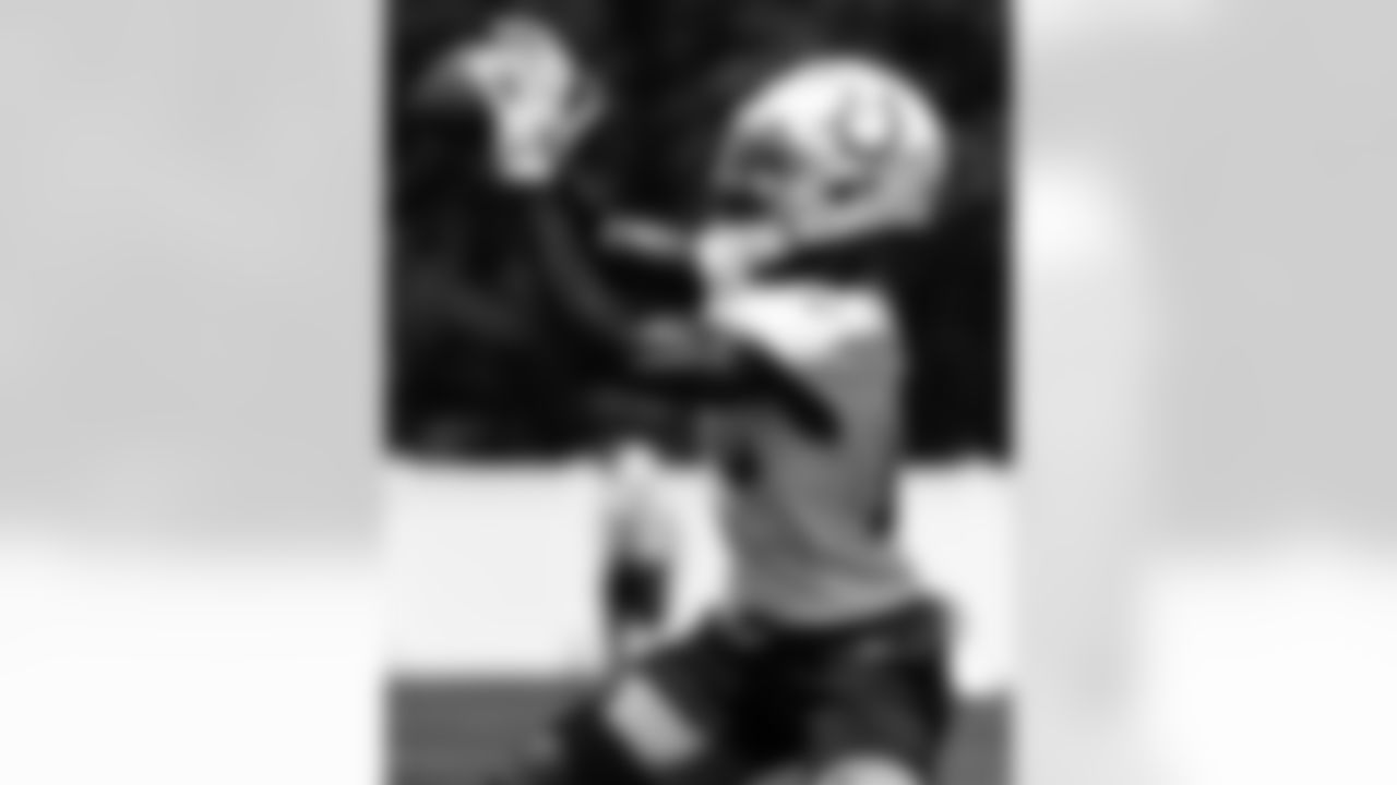 16 WR Ashton Dulin,
Players train during OTAs of offseason workouts.