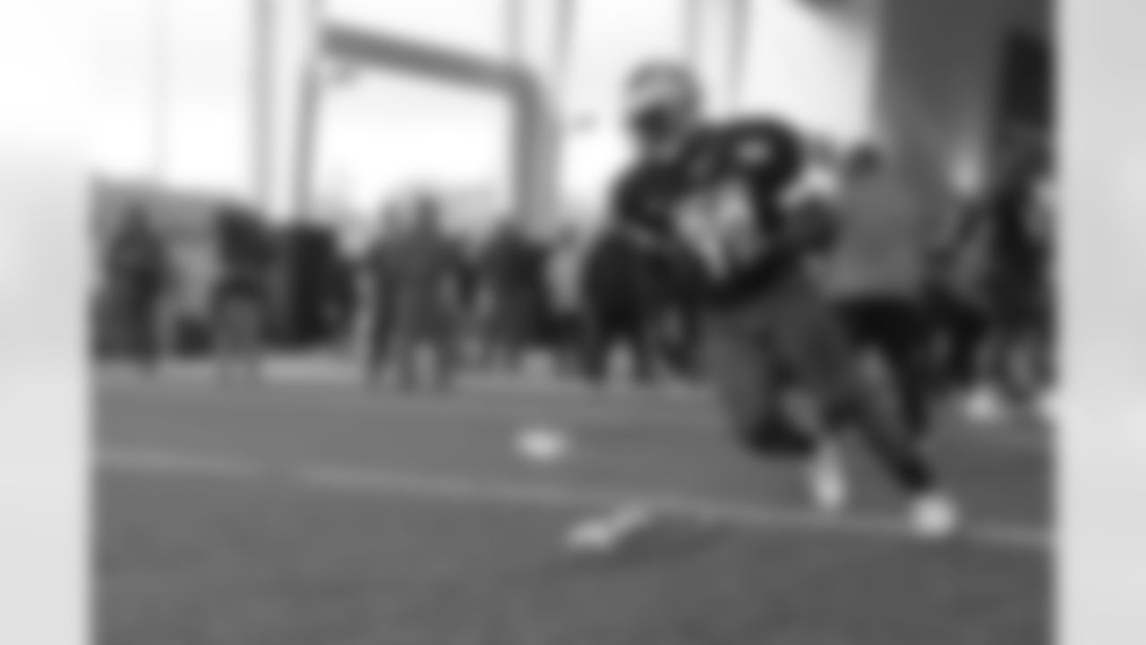 American Team defensive lineman Eric Johnson of Missouri State (99) runs through drills during practice for the Senior Bowl NCAA college football game Thursday, Feb. 3, 2022, in Mobile, Ala. (AP Photo/Butch Dill)