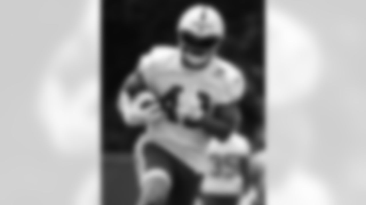49 TE Pharaoh Brown,
Players train during OTAs of offseason workouts.