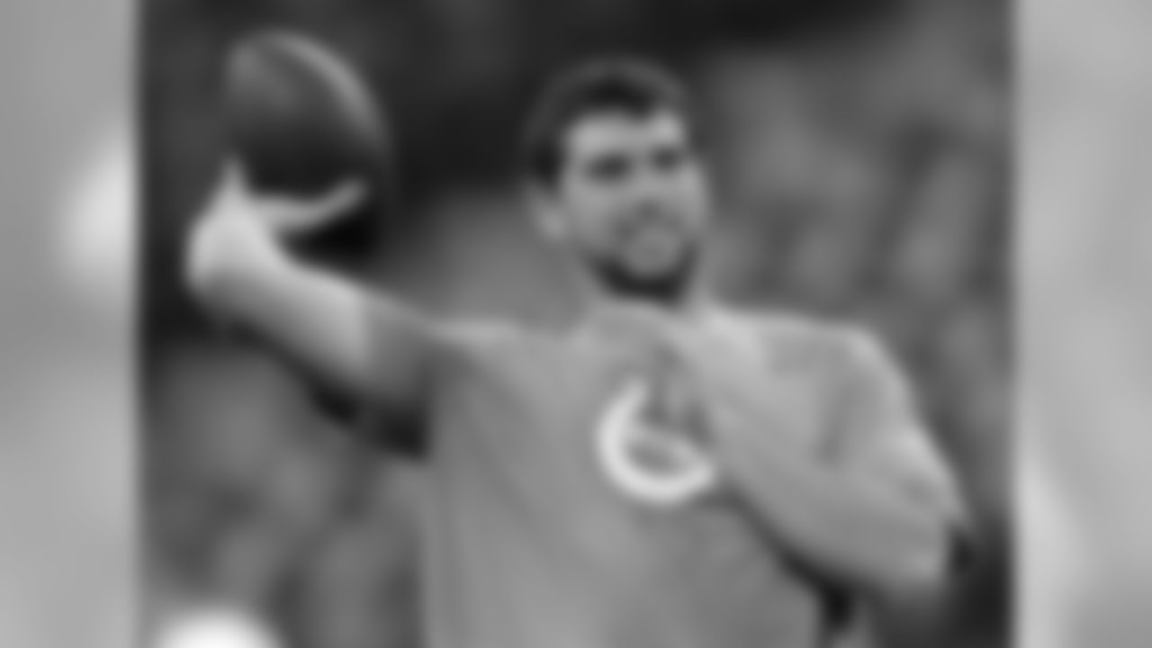 Indianapolis Colts quarterback Andrew Luck warms up before the start of an NFL preseason football game against the St. Louis Rams in Indianapolis, Sunday, Aug. 12, 2012. (AP Photo/AJ Mast)