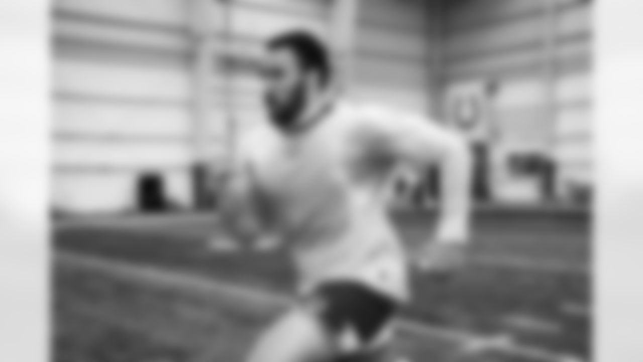 Players train during Phase I of offseason workouts.
83 TE Kylen Granson,