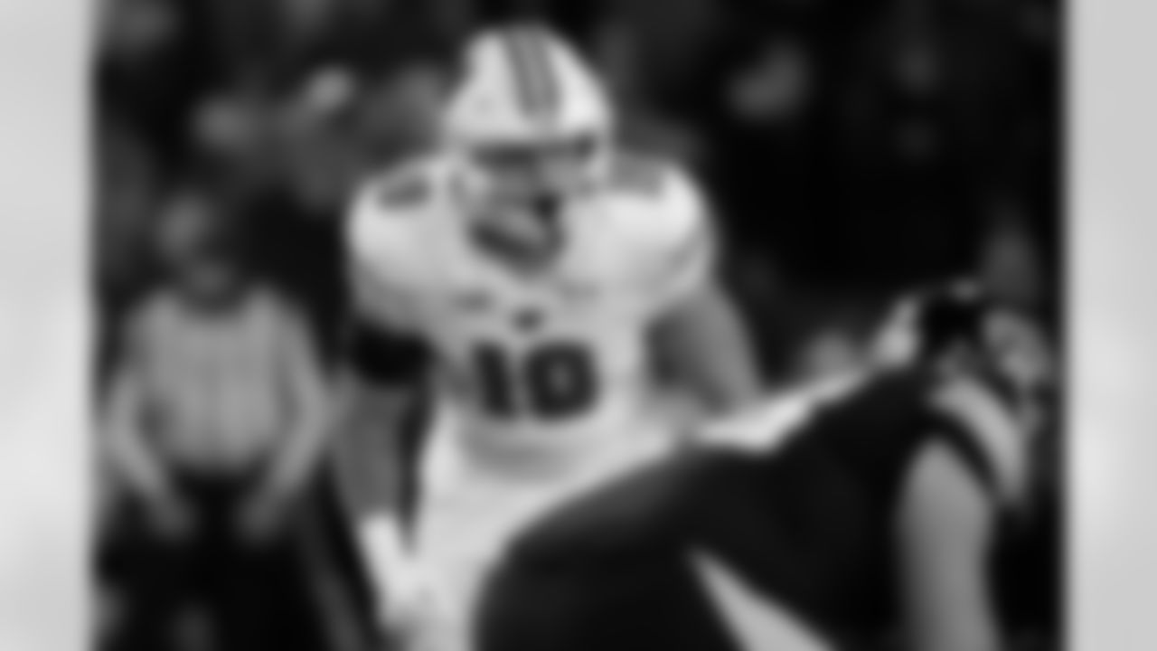 Wisconsin linebacker Nick Herbig gets set for a play during the second half of an NCAA college football game against Iowa, Saturday, Nov. 12, 2022, in Iowa City, Iowa. Iowa won 24-10. (AP Photo/Charlie Neibergall)