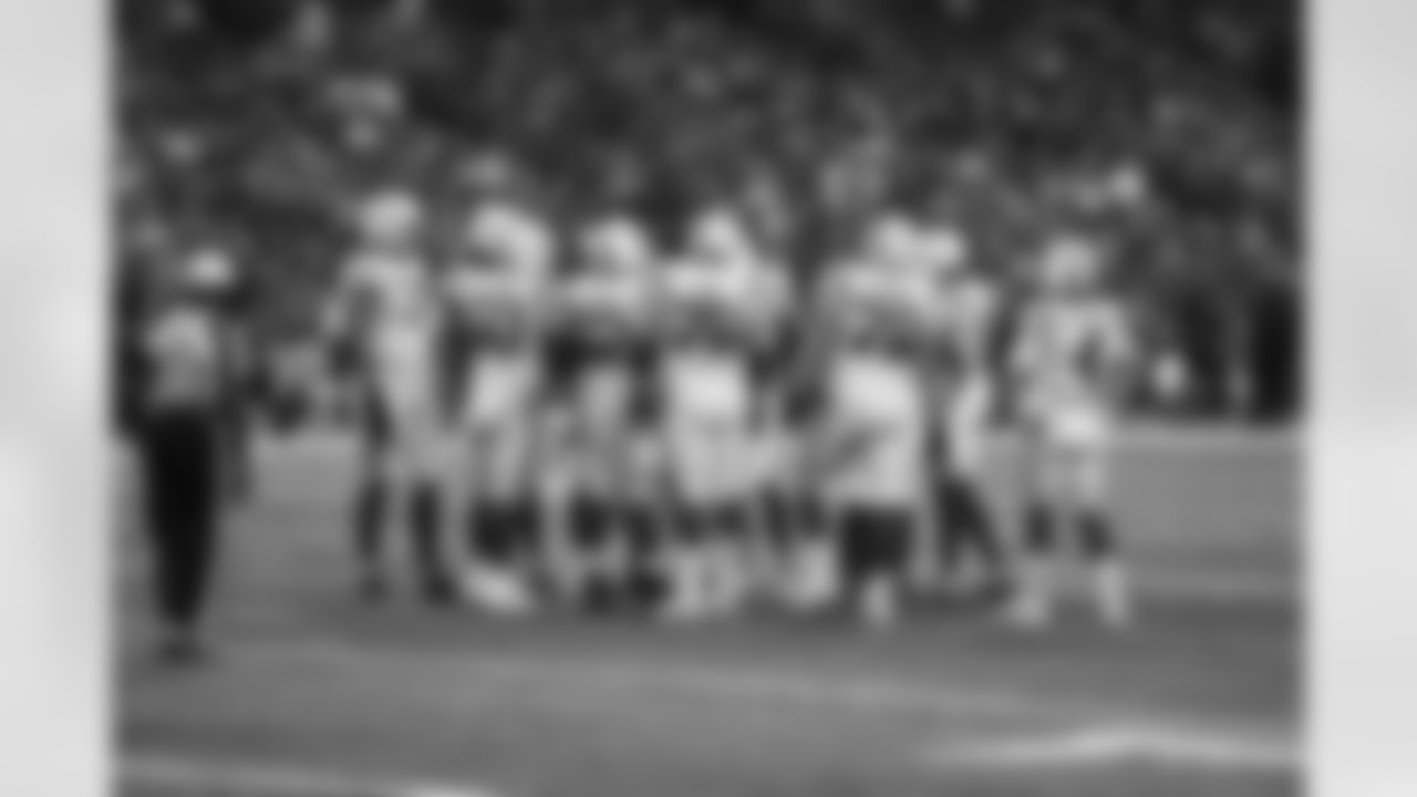 62 C Wesley French, #75 G Will Fries, #79 T Bernhard Raimann, #4 QB Sam Ehlinger, #60 G Josh Seltzner, #71 T Jordan Murray