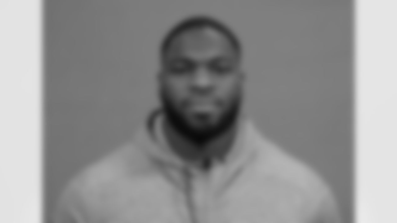 Texas defensive lineman Moro Ojomo poses for a portrait at the NFL football Combine on Tuesday, Feb. 28, 2023 in Indianapolis. (AJ Mast/AP Images for the NFL)