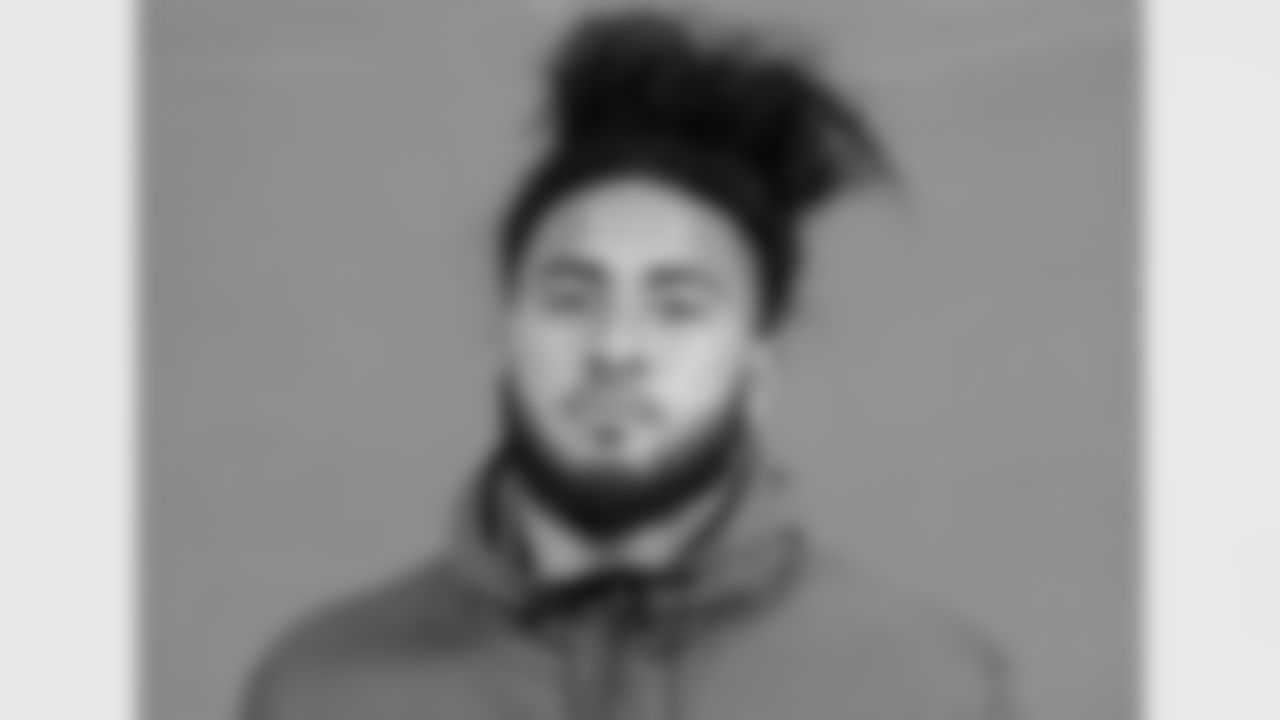 San Jose State defensive lineman Viliami Fehoko Jr. poses for a portrait at the NFL football Combine on Tuesday, Feb. 28, 2023 in Indianapolis. (AJ Mast/AP Images for the NFL)