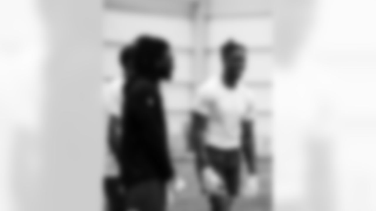 Players workout during Phase I of offseason workouts.
16 WR Ashton Dulin, #17 WR Mike Strachan,