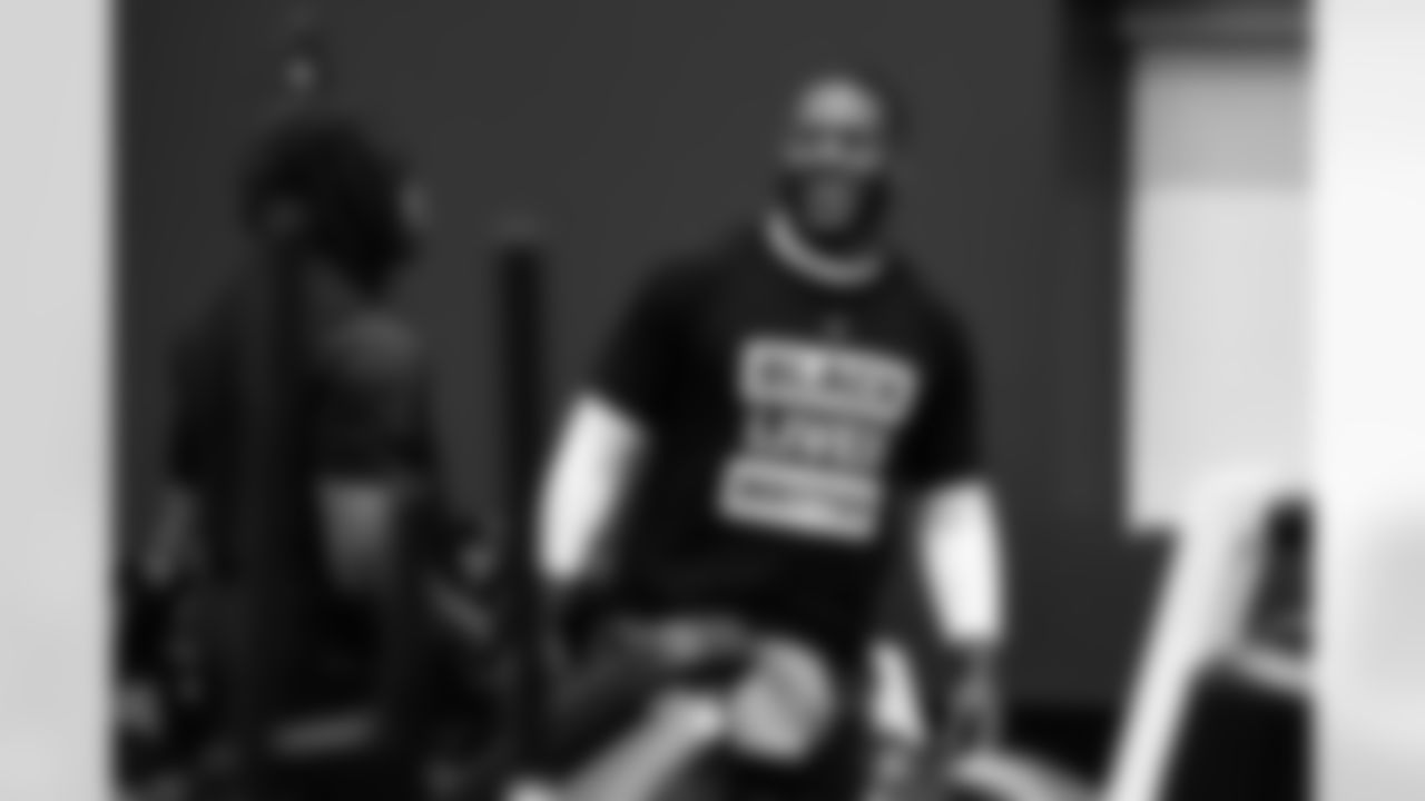 23 CB Kenny Moore II, 44 LB Zaire Franklin,
Players train in the weight room during Phase III of offseason workouts.
