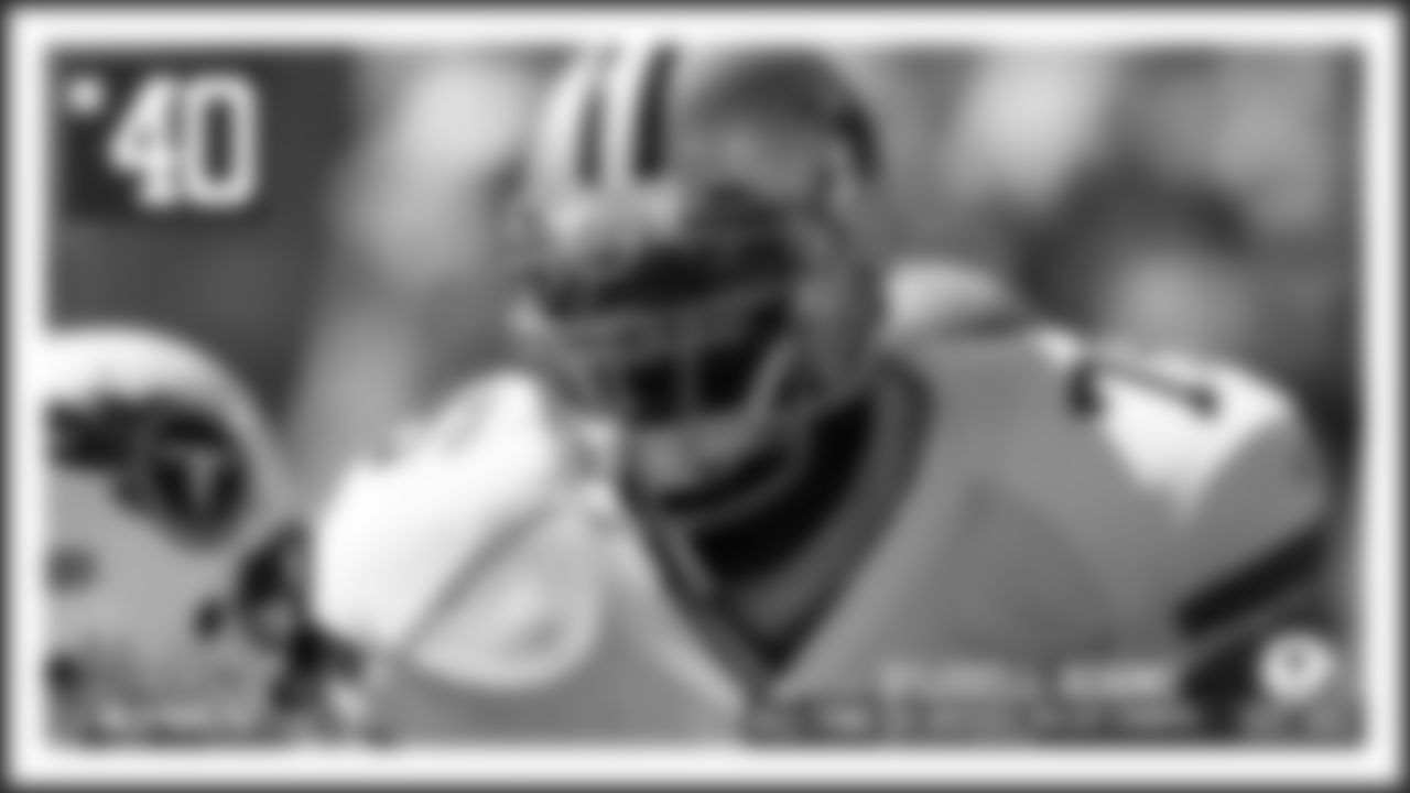 40. Flozell Adams
Adams started 178 games for the Cowboys over 12 seasons, only once not appearing in all 16 contests. He blocked for Emmitt Smith in the running back's final five years in Dallas, helping pave the way for the NFL's new rushing record being set on October 27, 2002. The next season, Adams was named to the first of his five Pro Bowls over a six-year span from 2003-08, which is the third most by a tackle in team history. Only six offensive linemen in total were invited to the Pro Bowl more often than him.