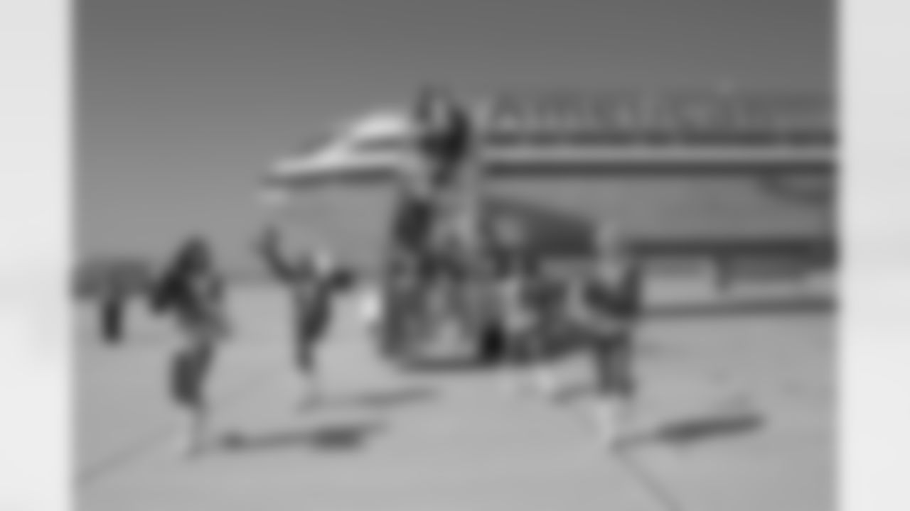 28 July 2015: Cheerleaders
of the Dallas Cowboys arrives at Naval Base Ventura County at Point Mugu, California for training camp. Photo by James D. Smith/Dallas Cowboys