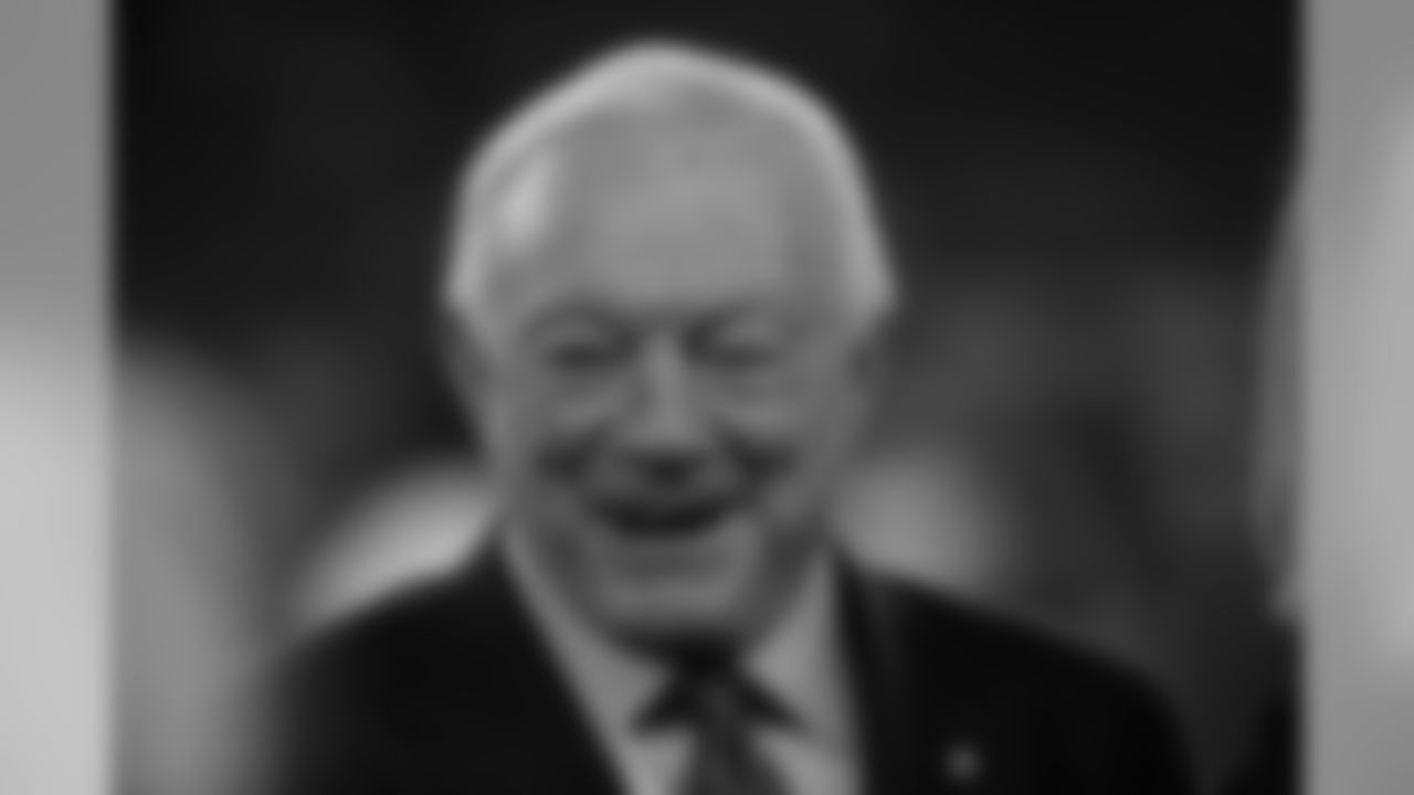 Dallas Cowboys team owner Jerry Jones stands on the field during warm ups before an NFL football game against the Minnesota Vikings in Arlington, Texas, Sunday, Nov. 10, 2019. (AP Photo/Ron Jenkins)
