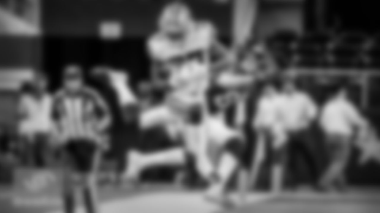 The coaches will tell you Donovan Wilson is a smart guy and he picks things up quickly. Wilson has the traits of a good safety. Not only has he played with those smarts, he's also shown the ability to cover a lot of ground. His interception of Joe Webb was a great example of that. Webb thought he had a hole to throw the ball to Chad Hansen, but that wasn't the case. Wilson was playing two-deep and dropped wide, making sure he'd arrive to Hansen just as the ball got there. It was an interception that was pulled off without much space. Wilson had to secure the ball and get both feet down all at the same time, which he made look easier than it was.