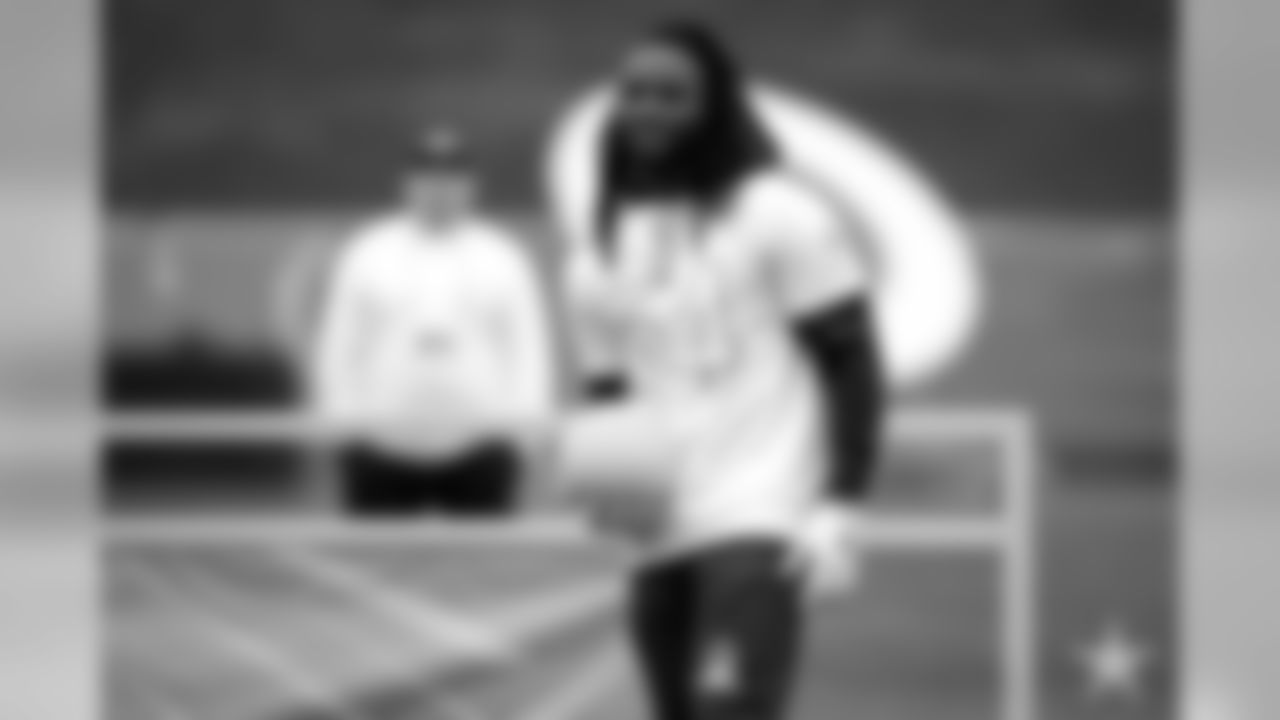 Dallas Cowboys inside linebacker Jaylon Smith (54) competes in the Epic Pro Bowl Dodgeball challenge at the 2020 Pro Bowl Skills Showdown Wednesday, Jan. 22, 2020, in Kissimmee, Fla. (Cooper Neill via AP)