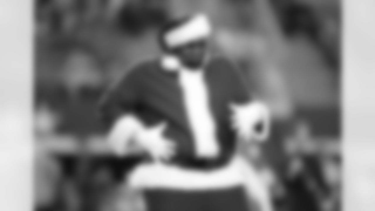 21 December 2014: Santas during cheerleaders Christmas halftime show
of the Dallas Cowboys during the Cowboys 42-7 win over the Indianapolis Colts at AT&T Stadium in Arlington, Texas. Photo by James D. Smith/Dallas Cowboys