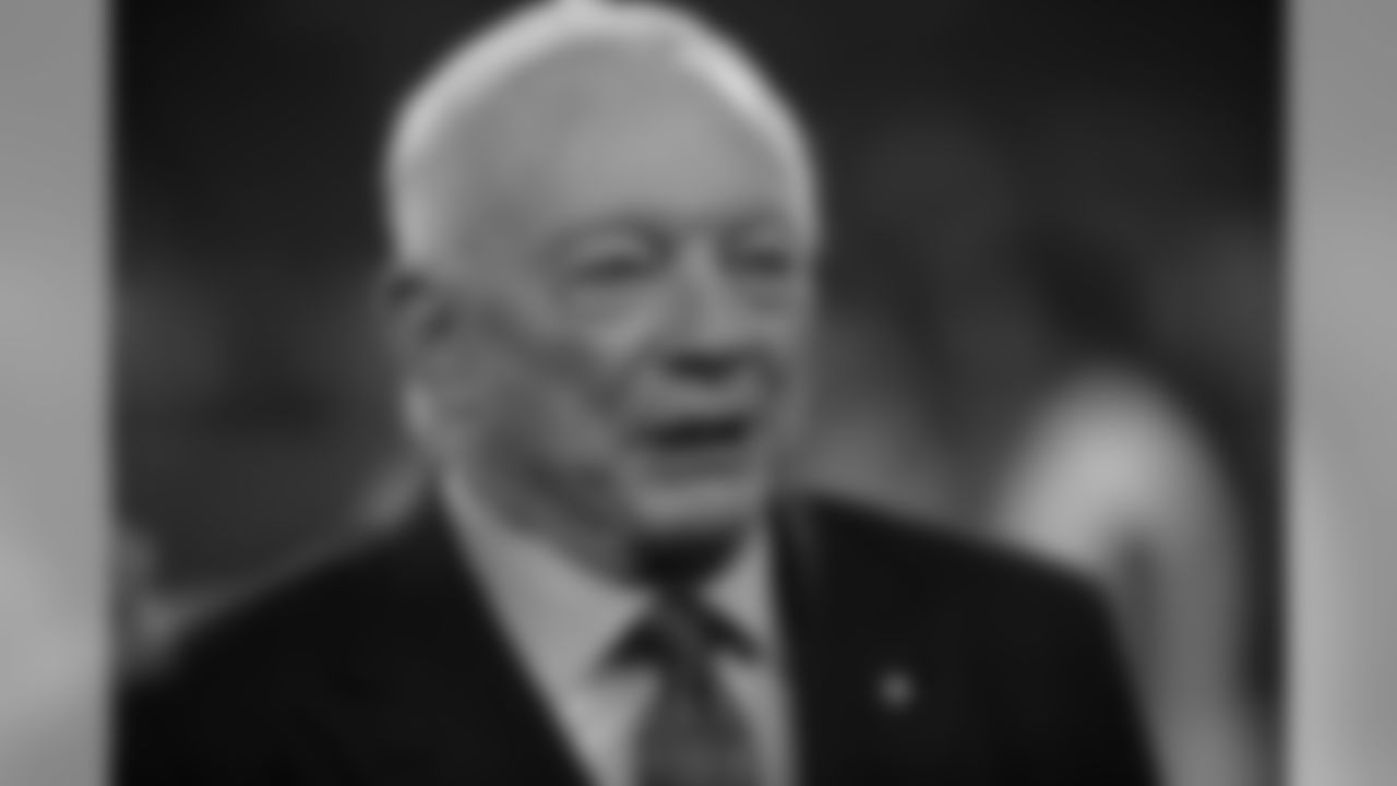 Dallas Cowboys team owner Jerry Jones stands on the field during warm ups before an NFL football game against the Minnesota Vikings in Arlington, Texas, Sunday, Nov. 10, 2019. (AP Photo/Ron Jenkins)