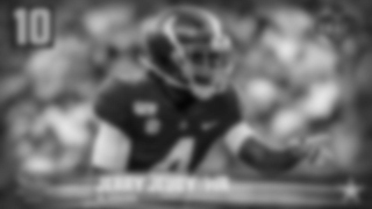 10. Jerry Jeudy, WR, Alabama — Lamb got the nod over Jeudy based on speed, but that's not a knock on Jeudy. Arguably the best route runner in this draft class, Jeudy has all the tools to create separation from both the boundary and the slot.